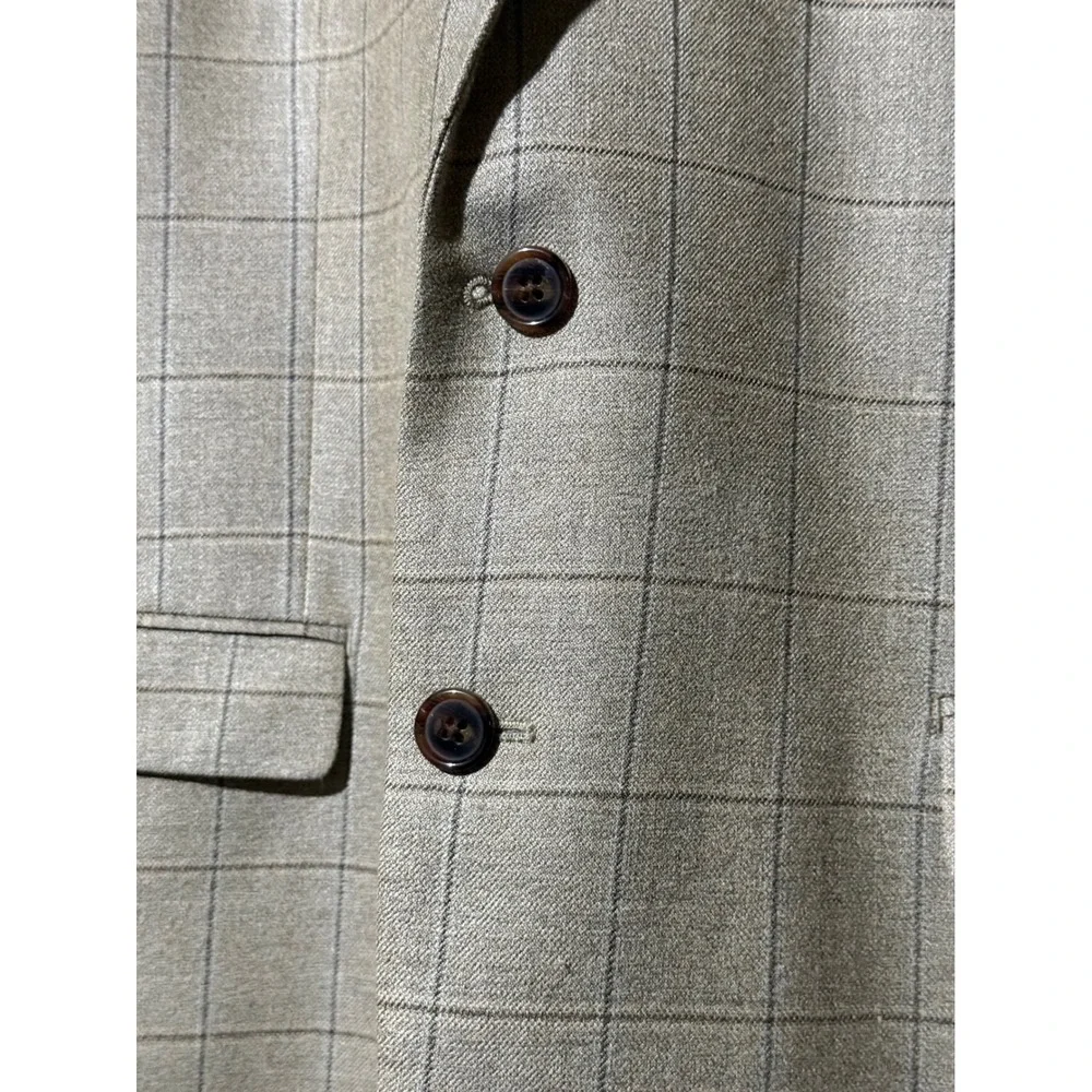 Lauren Ralph Lauren Mens Plaid Blazer 46R Silk Wool Brown Sport Coat Two Button